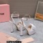 Miu Miu Heel 14cm Satin platform sandals with bow White 2023