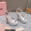 Miu Miu Heel 14cm Satin platform sandals with crystals Silver 2023