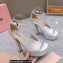 Miu Miu Heel 14cm Satin platform sandals with crystals Silver 2023