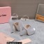 Miu Miu Heel 14cm Satin platform sandals with crystals Silver 2023
