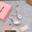 Miu Miu Heel 14cm Satin platform sandals with crystals Silver 2023