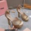 Miu Miu Heel 14cm Satin platform sandals with crystals Gold 2023