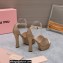 Miu Miu Heel 14cm Satin platform sandals with crystals Gold 2023