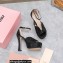 Miu Miu Heel 14cm Satin platform sandals with crystals Black 2023