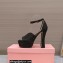 Miu Miu Heel 14cm Satin platform sandals with crystals Black 2023