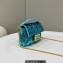 Fendi sequin and leather Iconic Baguette mini bag Turquoise Blue 2023