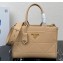 Prada Small leather Symbole bag with topstitching 1BA379 Beige 2023