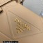 Prada Small leather Symbole bag with topstitching 1BA379 Beige 2023