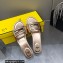 Fendi Baguette leather slides Pink Gold 2023