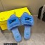 Fendi Baguette mink slides Blue 2023