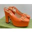 Gucci Heel 12cm Platform 3.5cm slingback pumps with Horsebit Orange 2023