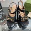 Gucci Heel 12cm Platform 3.5cm Sandals with Horsebit Black 2023