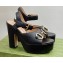 Gucci Heel 12cm Platform 3.5cm Sandals with Horsebit Black 2023