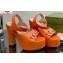 Gucci Heel 12cm Platform 3.5cm Sandals with Horsebit Orange 2023