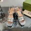 Gucci Heel Platform Sandals with Horsebit Silver 2023