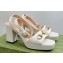 Gucci Heel Platform Sandals with Horsebit White 2023