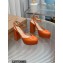 Gianvito Rossi Heel 11.5cm Platform 3.5cm Slingback Pumps Leather Patent Orange 2023