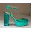 Gianvito Rossi Heel 11.5cm Platform 3.5cm Slingback Pumps Leather Metallic Green 2023