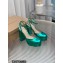 Gianvito Rossi Heel 11.5cm Platform 3.5cm Slingback Pumps Leather Metallic Green 2023