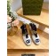 Gucci Heel 9.5cm cotton canvas espadrilles with ribbon tie 725836 White/Dark Blue 2023