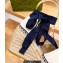 Gucci Heel 9.5cm cotton canvas espadrilles with ribbon tie 725836 White/Dark Blue 2023