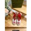 Gucci Heel 9.5cm platform Leather espadrilles sandals with ribbon tie 725834 White/Red 2023