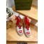 Gucci Heel 9.5cm platform Leather espadrilles sandals with ribbon tie 725834 White/Red 2023