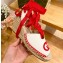 Gucci Heel 9.5cm platform Leather espadrilles sandals with ribbon tie 725834 White/Red 2023