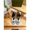 Gucci Heel 9.5cm platform Leather espadrilles sandals with ribbon tie 725834 White/Dark Blue 2023