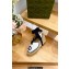 Gucci Heel 9.5cm platform Leather espadrilles sandals with ribbon tie 725834 White/Dark Blue 2023