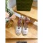 Gucci Heel 9.5cm platform Leather espadrilles sandals with ribbon tie 725834 White/Pink 2023