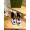 Gucci Heel 9.5cm platform Leather espadrilles with ribbon tie 725836 White/Dark Blue 2023