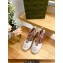 Gucci Heel 9.5cm platform Leather espadrilles with ribbon tie 725836 White/Pink 2023