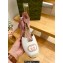 Gucci Heel 9.5cm platform Leather espadrilles with ribbon tie 725836 White/Pink 2023