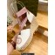 Gucci Heel 9.5cm platform Leather espadrilles with ribbon tie 725836 White/Pink 2023