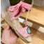 Gucci Heel 9cm espadrilles sandals with ribbon tie embroidery Pink 2023