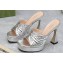 Gucci Heel 11cm Platform 2.5cm Studs slide sandals 723404 Metallic Silver 2023