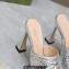 Gucci Heel 11cm Platform 2.5cm Studs slide sandals 723404 Metallic Silver 2023