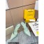 Fendi First Heel 9.5cm leather high-heeled slingbacks Light Green 2023