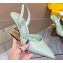 Fendi First Heel 9.5cm leather high-heeled slingbacks Light Green 2023