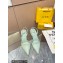 Fendi First Heel 9.5cm leather high-heeled slingbacks Light Green 2023