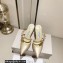 Jimmy Choo Heel 8.5cm Leather Pointed-Toe Mules Gold with stud-embellished Bow 2023