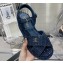 Chanel Iridescent Cotton Tweed Sandals G39918 Blue 2023