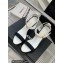 Chanel Heel 9cm Lambskin and Grosgrain Sandals White 2023