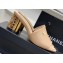 Chanel Gold Heel 5.5cm CC Logo Mules Beige 2023
