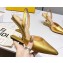 Fendi First Heel 9.5cm leather high-heeled slingbacks Gold 2023