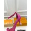 Louis Vuitton Heel 6.5cm Silver Logo Sparkle Sandals Fuchsia 2023
