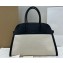 The Row Soft Margaux 15 Bag in Leather Black/Canvas White