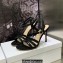 Dior Heel 9.5cm Cotton Embroidered with Square Strass Gem Sandals Black 2023