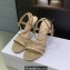 Dior Heel 9.5cm Cotton Embroidered with Square Strass Gem Sandals Beige 2023